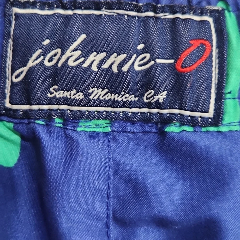 Johnnie-O mens XL Blue surfer logo swim trunks Size Large